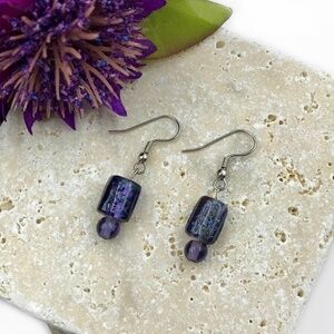 Purple Stone Dangle Earrings​
